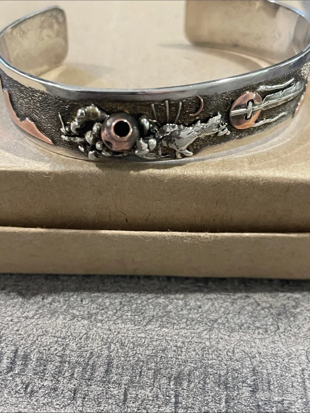 Sterling and copper Native American west style cuff